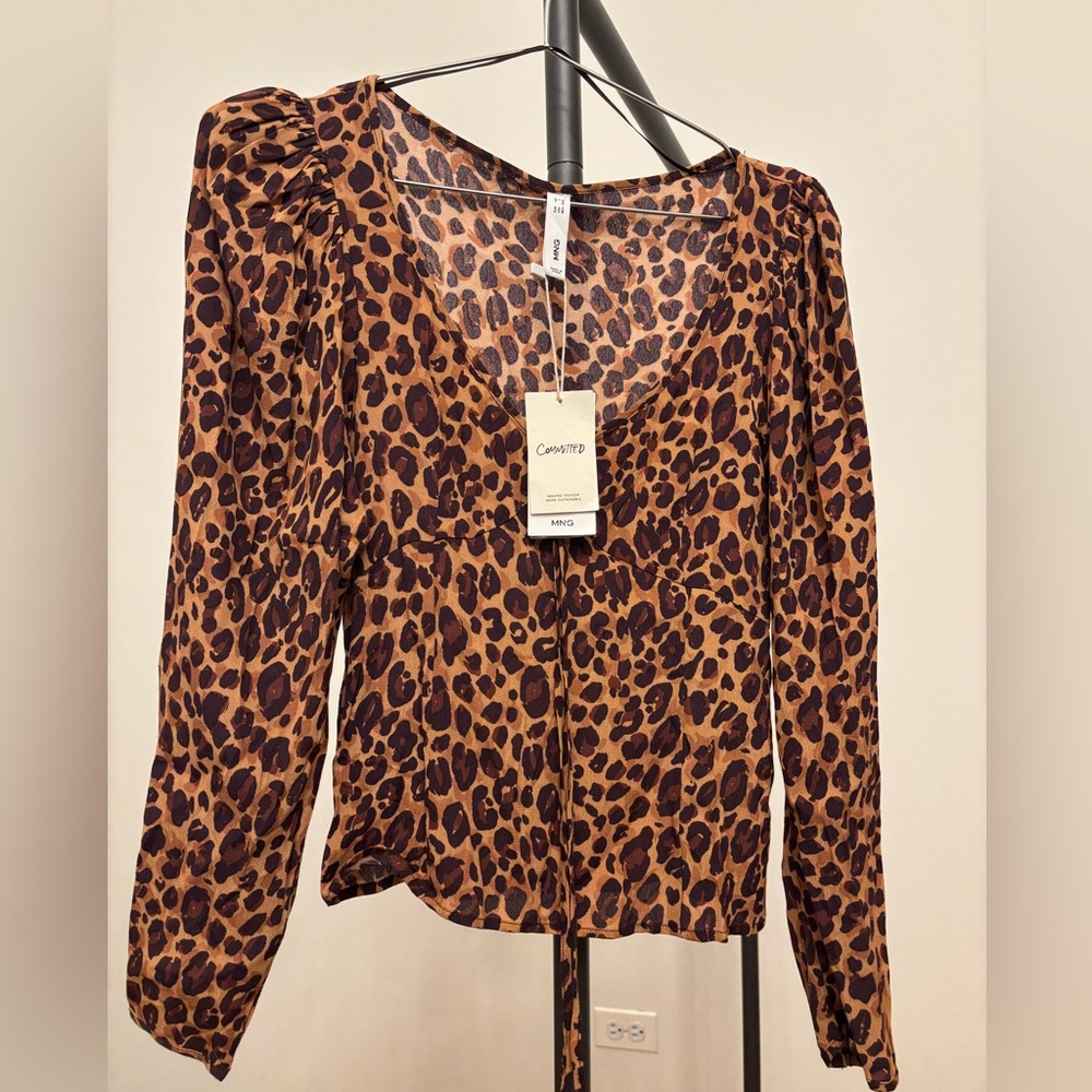 MNG Mango Animal Print Top